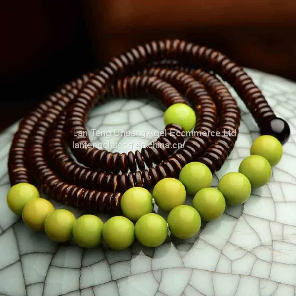 Art Personality Linden Wood Bracelets Multi Ring Beads Long Vintage Folk Style photo-4
