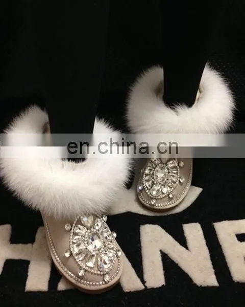 Aidocrystal Factory Price Handmade Shiny Rhinestone Boots New Design Women Best Warm Winter Boots Shoes photo-2