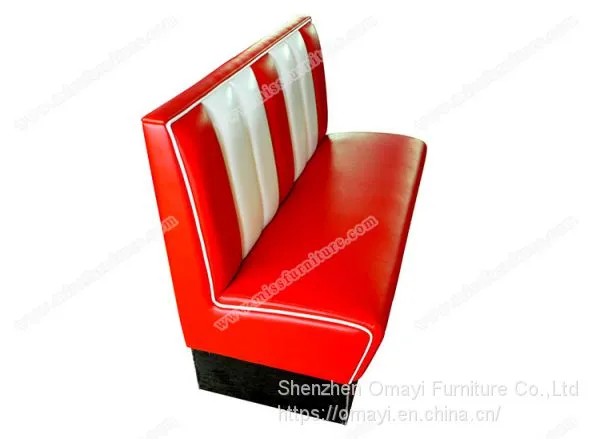 American 1950s Retro Diner Booth Sofa, Colorful Stripe Leather Diner Booth Manufacturer photo-3