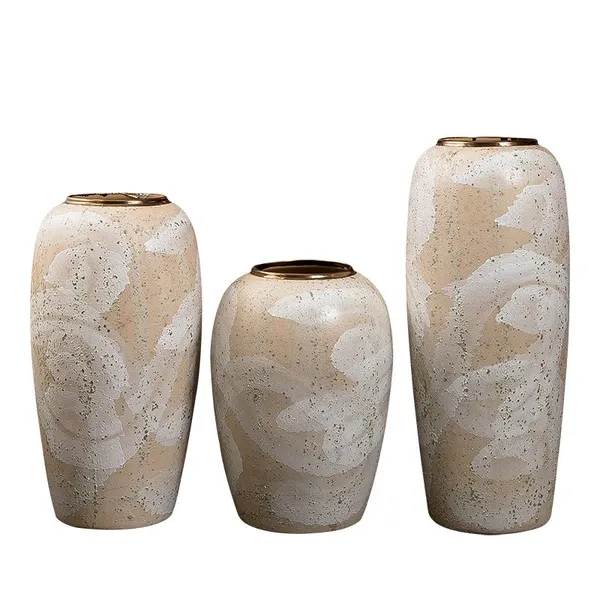 Modern Simple Style Large Yellow Gild Hand Paint Jingdezhen Ceramic Floor Vase For Living Room photo-5
