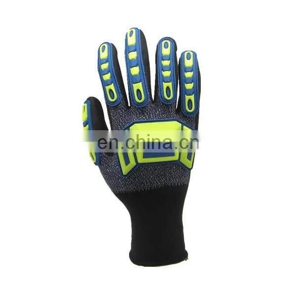 Oilfield Sandy Nitrile Cut Resistant Anti Vibration Shock Proof TPR Impact Mechanic Work Safety Gloves photo-3