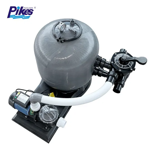 Side Mount Outdoor Sand Filter Pump Combo With Glass Fiber Tank Full Filtration System for Swimming Pools Easy Operation photo-2