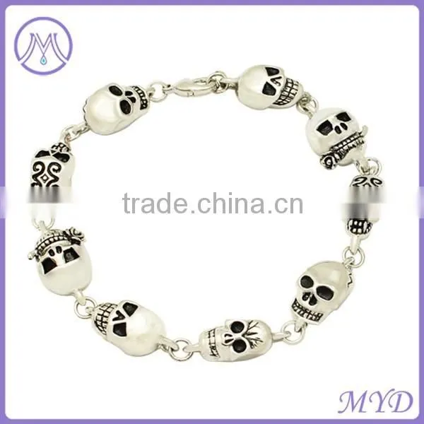 Stainless Steel Men Skull Bracelet With Silver Plating photo-6