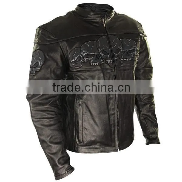 Skull Embroidered Leather Motorcycle Jackets Pakistan photo-2