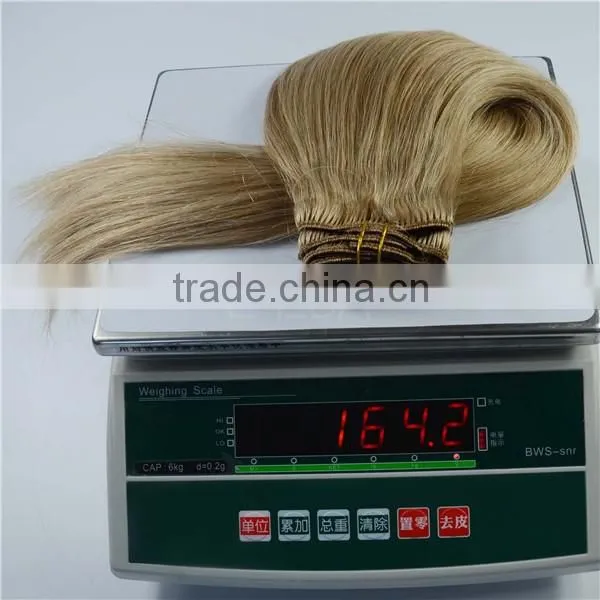 Supply Mongolian Hair Russian Hair Double Weft Clip in Human Hair Extensions 300g photo-6