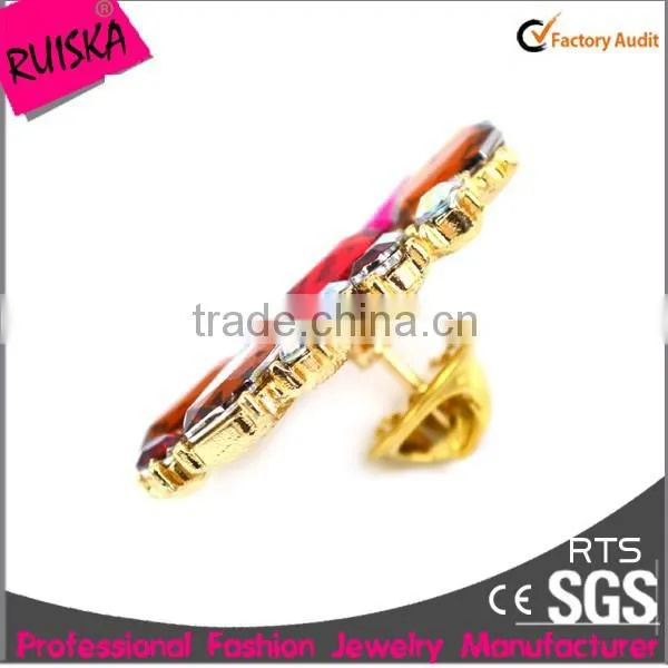 Caroline Jewelry Latest Arrival Red Fashion Brooch With Brown Square Stone AB Crystal photo-2