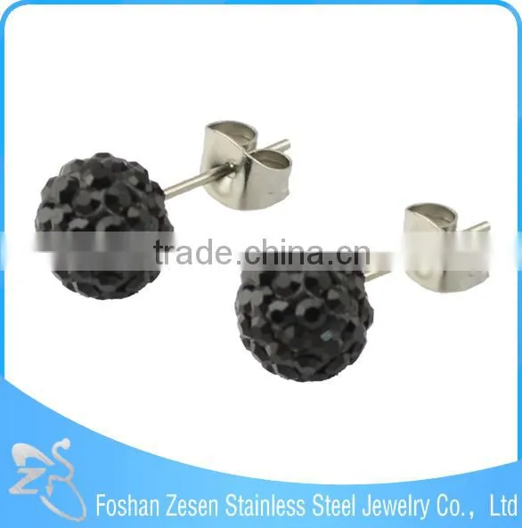 ZS20168 Surgical Steel Latest Stick Earring , CZ Crystal Ball Earring , Wholesale Crystal Beads Earring photo-2