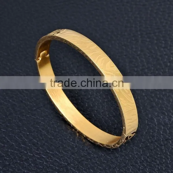 Leaf Pattern Rose Gold Plated Stainless Steel Bangle For Lady Women Jewelry SMJ0053 photo-5