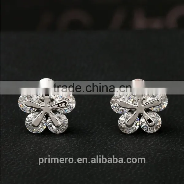 New Top Design Cubic Zircon Glittering Snowflake Stud Earrings photo-3