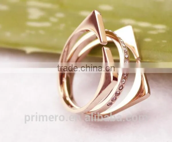 New Personalized Stainless Steel 3 Layers Inlay Crystal Finger Rings for Women photo-5