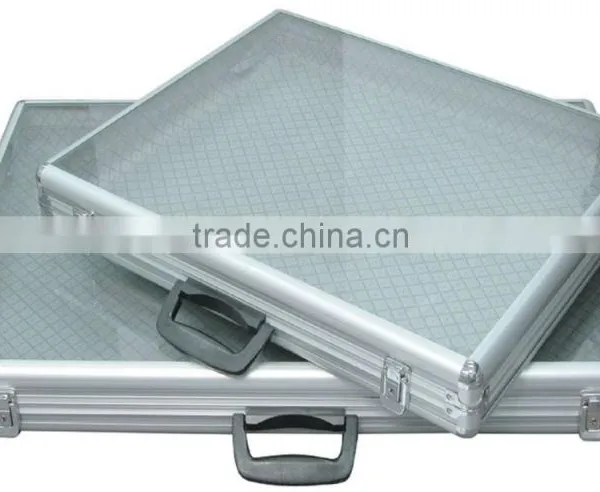 Large Aluminum Glass Top Display Locking Travel CounterTop Case W/side Panel photo-2