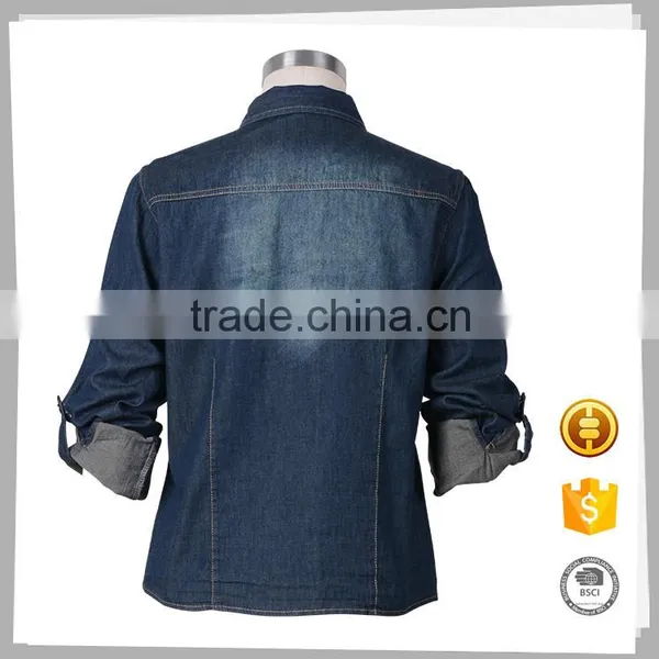 Top-end Cheap 100%Cotton Women Fashion Model Denim Blouse photo-2