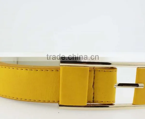 Women's Fashion Yellow PU Leather Plain Jeans Belt With Yellow Leather Accessories in China Factory photo-5