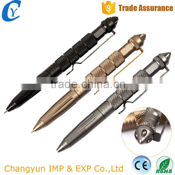 Aviation Aluminum Writing Ballpoint Tactical Pen Outdoor Self Defense Multi Function Pen With Emergency Hammer