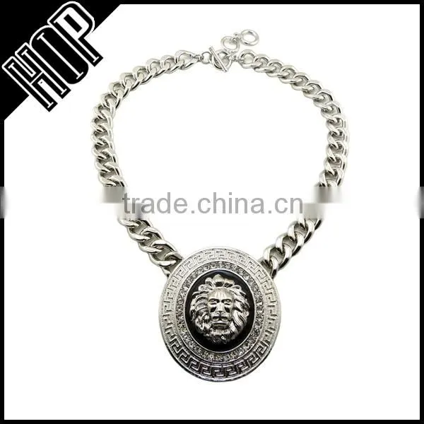 Fashion Crystal Lion Necklace Hip Hop Jewelry