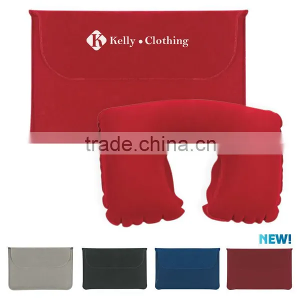 2015 New Promotional Travel Neck Pillow With Pouch Plush PVC Travel Neck Pillow