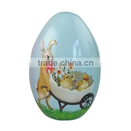 Decorative Easter Egg Shape Uesd Tin With Bright Color and Fancy Pattern Tin Gift photo-3