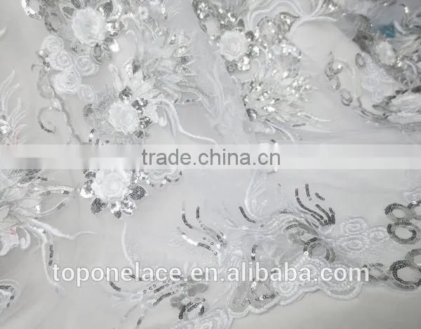 Top One High Quality African French Lace Fabric 3d Flower Lace Embroidered Fabric Applique Dresses photo-2