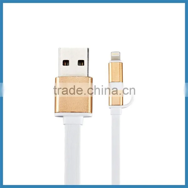 Luxury 2 in 1 Flat Noodle Data Sync Charging USB Cable For Iphone 5/5s 6 Plus Samsung S5 S6 photo-3