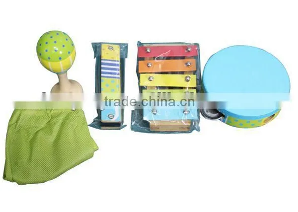 Preschool Educational Kids Wooden Toy Musical Instruments Drum Sets