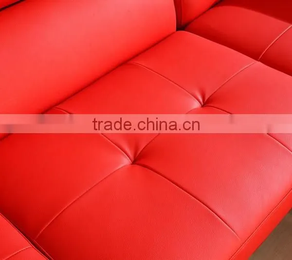 Leisure Red Leather Sofa Set With Movable Headrest photo-4