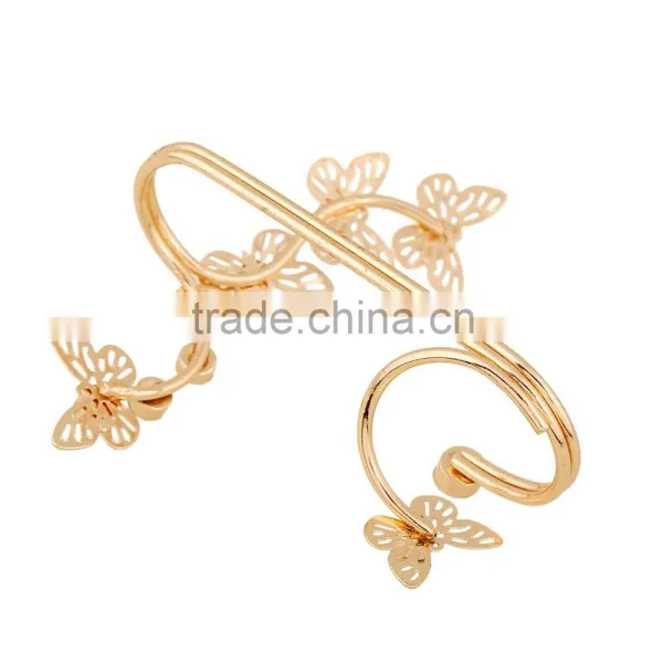 Hot Selling Crystal Butterfly Rings Double Fingers Ring Accessories For Women photo-4