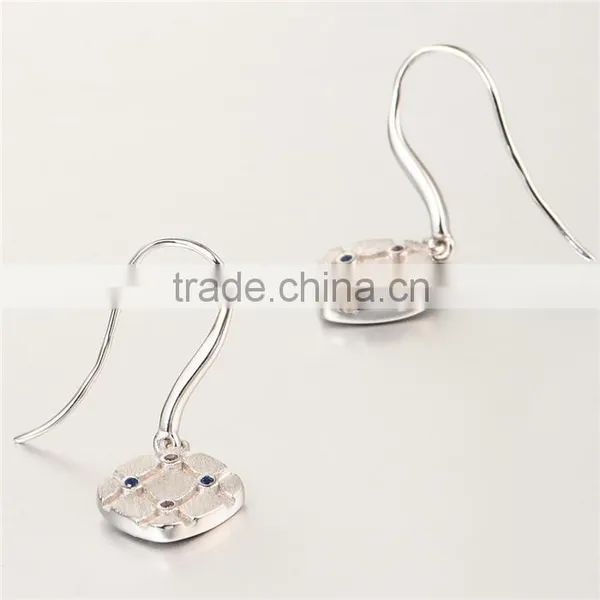 Cheap Made In China Piercing Square Spinel And Ruby Silver Earrings photo-4