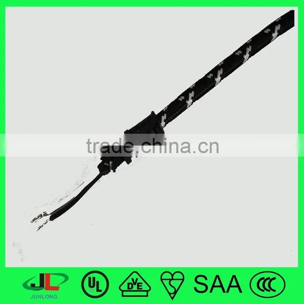 CCC Approval 2 Pins Power Cord, RVV 300V/500V White and Black Cotton Braided Wire With Chinese Plug photo-2