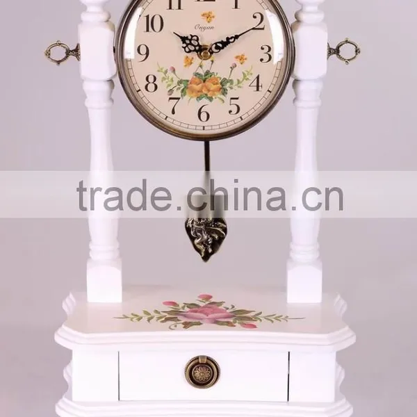 Wooden Desk Clock Solid Wood Vintage Antique Table Clock photo-2