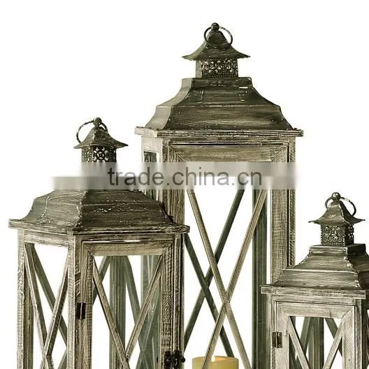 Wholesale Antique Rustic Wood Candle Lantern Decoration Crafts photo-3