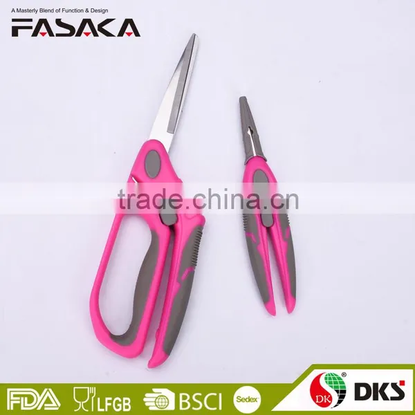 SS13016PP -2016 New Style and Design 2pcs 8"and 6.5 Stainless Steel Tailor Scissors With Colorful Plastich Handle