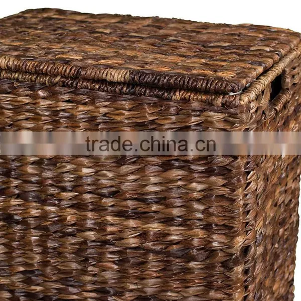 Eco-friendly Dyeing Water Hyacinth Woven Laundry Hamper With Liner photo-5