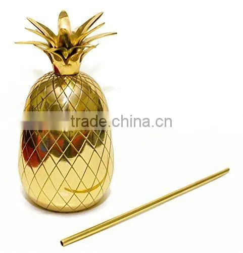Copper & Brass Pineapple Mug, Cocktail Mug With Straw 20 Ounc photo-2