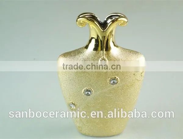 Wholesale Ceramic Vases, 2015 Latese Fashion Electroplated Gold Ceramic Vase photo-3