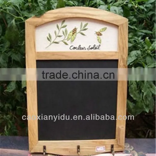 Wholesale in Stock Chalkboard Blackboard With Three Hooks Hotel Decor Message Board Writing Board Wooden Frame With Embroidery photo-3