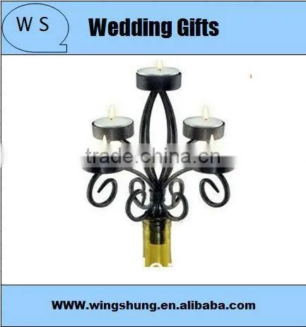 Romantic Novelty Design Fashion Black Metal Wine Bottle Candelabra/best Seller Wedding Candlestick/ Economic Candle Holder photo-2