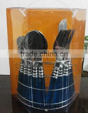 Plastic Handle 24pcs Cutlery Set in PVC Box and Low Price photo-4