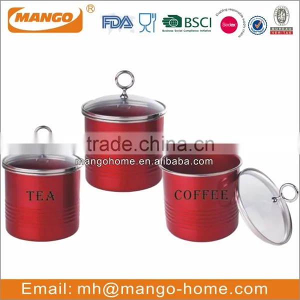 White Kitchen Metal Tea Coffee Sugar Canister Set photo-2