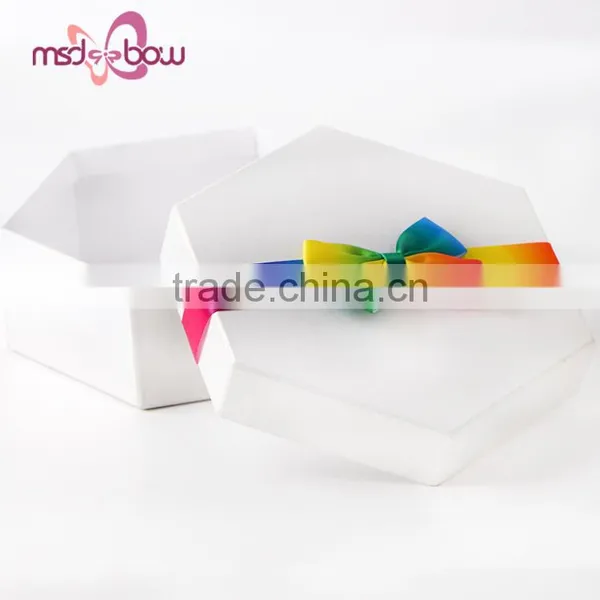 Pre-made Self Adhesive Rainbow Satin Ribbon Gift Bow for Box photo-2
