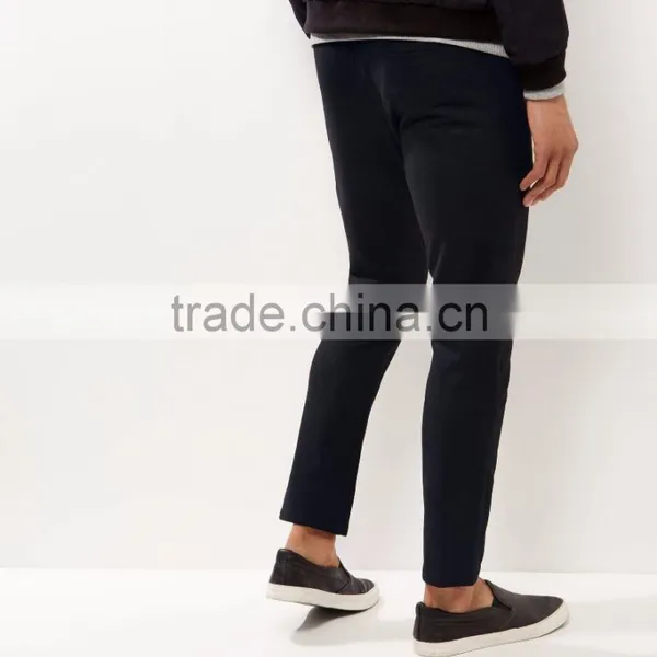 Custom 100% Black Straight Leg Smart Joggers Looser Fit Sweater Pants With Double Pocket Sides For Men Wholesale photo-2
