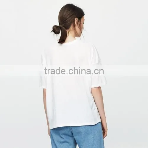 Fahion Women Top Printed Letter White Short Sleeve T-Shirts photo-3