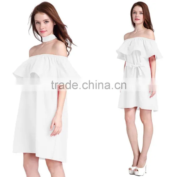 New Fashion Off-shoulder Ruffled Neckline Dress Body Con Party Dress For Wholesale 2017 photo-6