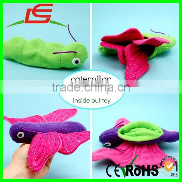 Hot Sale Soft Plush Caterpillar & Butterfly Inside Out Reversible Toys