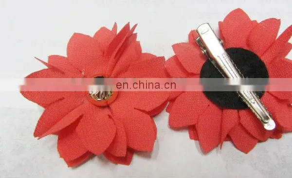Cute Flowers Hot Sale Promotion Chiffon Flower With Rhinestone Center on Sunshine Field