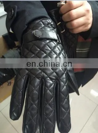 Winter Black Genuine Fashion Men Leather Sheepskin Glove photo-2