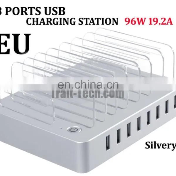 Custom EU US AU UK Plug 8 Ports 96W Multi-Function USB Charging Station Dock Charger With Stand for Mobile Phone Tablet PC photo-3