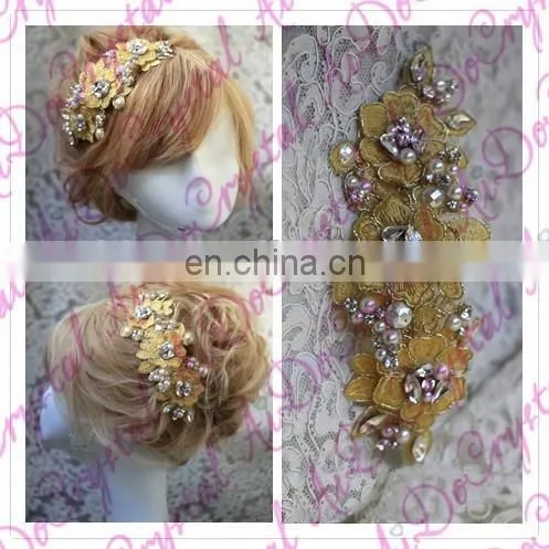 Aidocrystal Luxury Bridal Hair Jewelry Hair Accessories,Bridal Pearl Headpiece Gold Hair Comb photo-4
