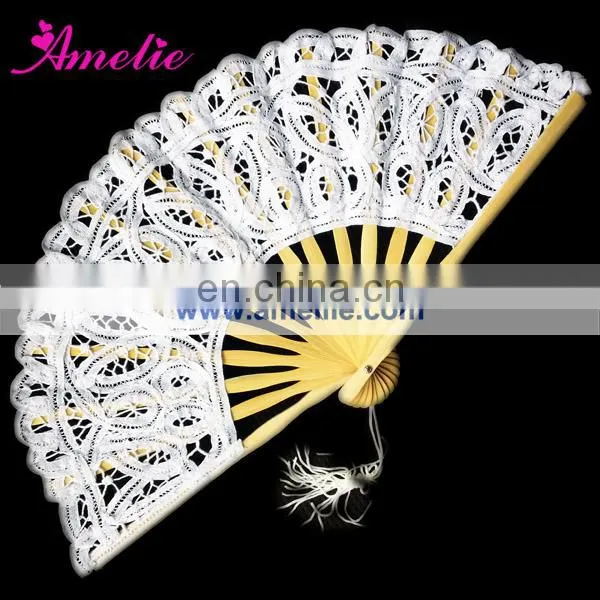 8 Inches Cotton Battenburg Lace Small Lace Fan Wedding Favors Gifts Fan photo-6