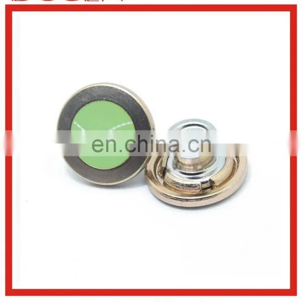 Elegant Fashion High Quality Green Eco-friendly Shank Button for Denim Zamak Material in China.
