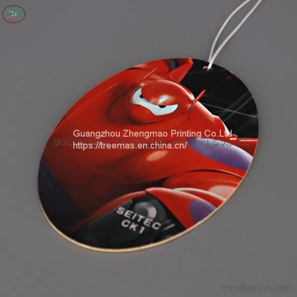CMYK Printing Paper Car Air Freshener With Custom Famous Logo Hanging in a Car photo-2